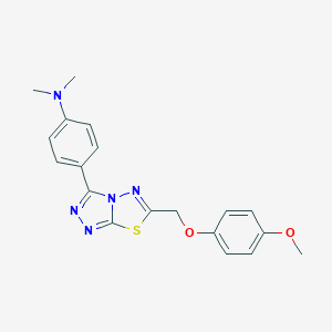 molecular formula C19H19N5O2S B500052 4-{6-[(4-methoxyphenoxy)methyl][1,2,4]triazolo[3,4-b][1,3,4]thiadiazol-3-yl}-N,N-dimethylaniline CAS No. 878431-13-1