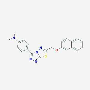 molecular formula C22H19N5OS B500054 N,N-dimethyl-4-{6-[(naphthalen-2-yloxy)methyl][1,2,4]triazolo[3,4-b][1,3,4]thiadiazol-3-yl}aniline 