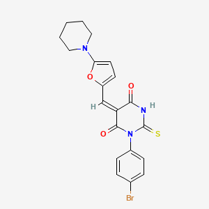 molecular formula C20H18BrN3O3S B5000775 1-(4-bromophenyl)-5-{[5-(1-piperidinyl)-2-furyl]methylene}-2-thioxodihydro-4,6(1H,5H)-pyrimidinedione 