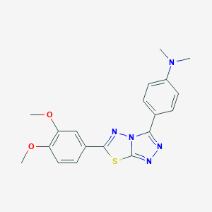 molecular formula C19H19N5O2S B500088 4-[6-(3,4-dimethoxyphenyl)[1,2,4]triazolo[3,4-b][1,3,4]thiadiazol-3-yl]-N,N-dimethylaniline CAS No. 878430-97-8