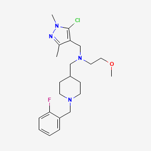 molecular formula C22H32ClFN4O B5000888 N-[(5-chloro-1,3-dimethyl-1H-pyrazol-4-yl)methyl]-N-{[1-(2-fluorobenzyl)-4-piperidinyl]methyl}-2-methoxyethanamine 