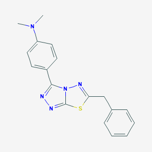 molecular formula C18H17N5S B500091 4-(6-benzyl[1,2,4]triazolo[3,4-b][1,3,4]thiadiazol-3-yl)-N,N-dimethylaniline CAS No. 895333-56-9