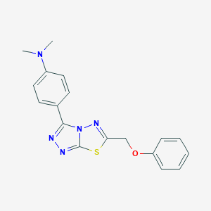 molecular formula C18H17N5OS B500094 N,N-dimethyl-4-[6-(phenoxymethyl)[1,2,4]triazolo[3,4-b][1,3,4]thiadiazol-3-yl]aniline CAS No. 879761-82-7