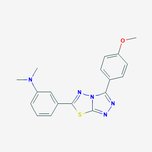 molecular formula C18H17N5OS B500098 {3-[3-(4-Methoxyphenyl)[1,2,4]triazolo[3,4-b][1,3,4]thiadiazol-6-yl]phenyl}dimethylamine CAS No. 895334-11-9