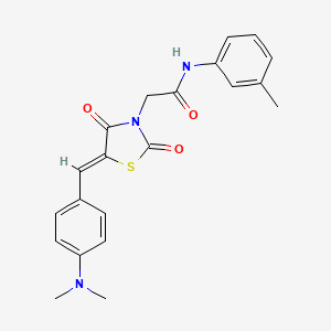 molecular formula C21H21N3O3S B5001014 2-{(5Z)-5-[4-(dimethylamino)benzylidene]-2,4-dioxo-1,3-thiazolidin-3-yl}-N-(3-methylphenyl)acetamide 