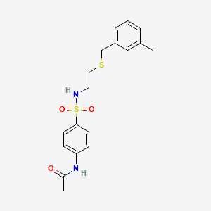 molecular formula C18H22N2O3S2 B5001021 N-[4-({2-[(3-methylbenzyl)sulfanyl]ethyl}sulfamoyl)phenyl]acetamide 