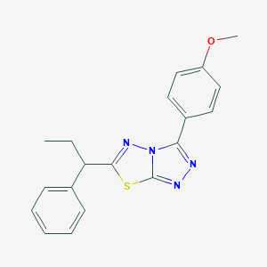 molecular formula C19H18N4OS B500103 3-(4-Methoxyphenyl)-6-(1-phenylpropyl)[1,2,4]triazolo[3,4-b][1,3,4]thiadiazole 