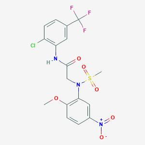 molecular formula C17H15ClF3N3O6S B5001086 N~1~-[2-chloro-5-(trifluoromethyl)phenyl]-N~2~-(2-methoxy-5-nitrophenyl)-N~2~-(methylsulfonyl)glycinamide 