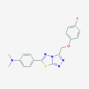 molecular formula C18H16FN5OS B500113 (4-{3-[(4-Fluorophenoxy)methyl][1,2,4]triazolo[3,4-b][1,3,4]thiadiazol-6-yl}phenyl)dimethylamine CAS No. 892687-65-9