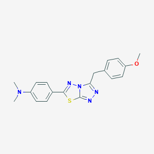 molecular formula C19H19N5OS B500114 {4-[3-(4-Methoxybenzyl)[1,2,4]triazolo[3,4-b][1,3,4]thiadiazol-6-yl]phenyl}dimethylamine CAS No. 892678-39-6