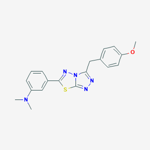 molecular formula C19H19N5OS B500115 {3-[3-(4-Methoxybenzyl)[1,2,4]triazolo[3,4-b][1,3,4]thiadiazol-6-yl]phenyl}dimethylamine CAS No. 892678-43-2