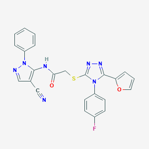 N-(4-cyano-1-phenyl-1H-pyrazol-5-yl)-2-{[4-(4-fluorophenyl)-5-(2-furyl)-4H-1,2,4-triazol-3-yl]sulfanyl}acetamide