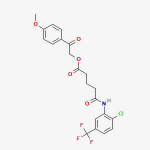 molecular formula C21H19ClF3NO5 B5001402 2-(4-methoxyphenyl)-2-oxoethyl 5-{[2-chloro-5-(trifluoromethyl)phenyl]amino}-5-oxopentanoate 