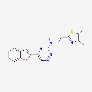 molecular formula C18H17N5OS B5001422 5-(1-benzofuran-2-yl)-N-[2-(4,5-dimethyl-1,3-thiazol-2-yl)ethyl]-1,2,4-triazin-3-amine 