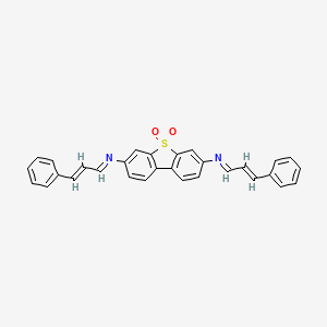 (E)-N-[5,5-dioxo-7-[[(E)-3-phenylprop-2-enylidene]amino]dibenzothiophen-3-yl]-3-phenylprop-2-en-1-imine