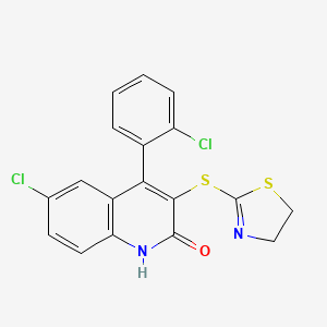 6-chloro-4-(2-chlorophenyl)-3-(4,5-dihydro-1,3-thiazol-2-ylthio)-2(1H)-quinolinone