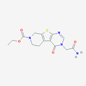 molecular formula C14H16N4O4S B500166 Ethyl 4-(2-amino-2-oxoethyl)-3-oxo-8-thia-4,6,11-triazatricyclo[7.4.0.02,7]trideca-1(9),2(7),5-triene-11-carboxylate 