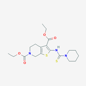 molecular formula C19H27N3O4S2 B500169 diethyl 2-[(piperidinocarbothioyl)amino]-4,7-dihydrothieno[2,3-c]pyridine-3,6(5H)-dicarboxylate 