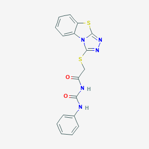 molecular formula C17H13N5O2S2 B500171 N-phenyl-N'-[([1,2,4]triazolo[3,4-b][1,3]benzothiazol-3-ylsulfanyl)acetyl]urea 