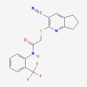 2-[(3-cyano-6,7-dihydro-5H-cyclopenta[b]pyridin-2-yl)sulfanyl]-N-[2-(trifluoromethyl)phenyl]acetamide