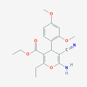 ethyl 6-amino-5-cyano-4-(2,4-dimethoxyphenyl)-2-ethyl-4H-pyran-3-carboxylate