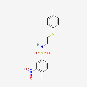 molecular formula C16H18N2O4S2 B5001837 4-methyl-N-{2-[(4-methylphenyl)thio]ethyl}-3-nitrobenzenesulfonamide 