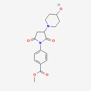 molecular formula C17H20N2O5 B5001940 Methyl 4-[3-(4-hydroxypiperidin-1-yl)-2,5-dioxopyrrolidin-1-yl]benzoate 