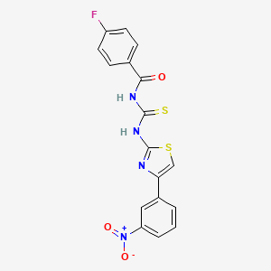 molecular formula C17H11FN4O3S2 B5001992 4-fluoro-N-({[4-(3-nitrophenyl)-1,3-thiazol-2-yl]amino}carbonothioyl)benzamide 