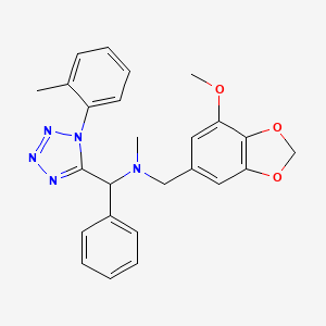 N-[(7-methoxy-1,3-benzodioxol-5-yl)methyl]-N-methyl-1-[1-(2-methylphenyl)tetrazol-5-yl]-1-phenylmethanamine