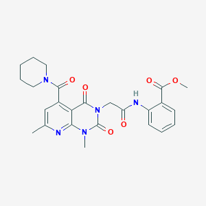 molecular formula C25H27N5O6 B5002028 METHYL 2-{2-[1,7-DIMETHYL-2,4-DIOXO-5-(PIPERIDINE-1-CARBONYL)-1H,2H,3H,4H-PYRIDO[2,3-D]PYRIMIDIN-3-YL]ACETAMIDO}BENZOATE 