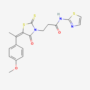 3-{5-[1-(4-methoxyphenyl)ethylidene]-4-oxo-2-thioxo-1,3-thiazolidin-3-yl}-N-1,3-thiazol-2-ylpropanamide