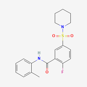 molecular formula C19H21FN2O3S B5002104 2-fluoro-N-(2-methylphenyl)-5-piperidin-1-ylsulfonylbenzamide 