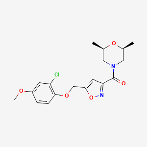 molecular formula C18H21ClN2O5 B5002148 (2R*,6S*)-4-({5-[(2-chloro-4-methoxyphenoxy)methyl]-3-isoxazolyl}carbonyl)-2,6-dimethylmorpholine 