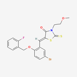 molecular formula C20H17BrFNO3S2 B5002207 5-{5-bromo-2-[(2-fluorobenzyl)oxy]benzylidene}-3-(2-methoxyethyl)-2-thioxo-1,3-thiazolidin-4-one 