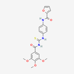 molecular formula C22H21N3O6S B5002209 N-[4-({[(3,4,5-trimethoxybenzoyl)amino]carbonothioyl}amino)phenyl]-2-furamide 