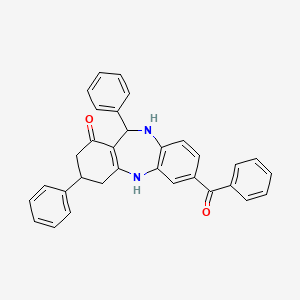 molecular formula C32H26N2O2 B5002218 7-benzoyl-3,11-diphenyl-2,3,4,5,10,11-hexahydro-1H-dibenzo[b,e][1,4]diazepin-1-one 