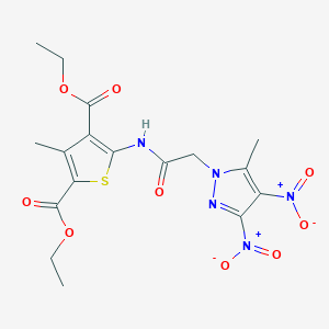 molecular formula C17H19N5O9S B5002337 diethyl 3-methyl-5-{[(5-methyl-3,4-dinitro-1H-pyrazol-1-yl)acetyl]amino}-2,4-thiophenedicarboxylate 