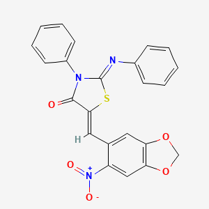 5-[(6-nitro-1,3-benzodioxol-5-yl)methylene]-3-phenyl-2-(phenylimino)-1,3-thiazolidin-4-one