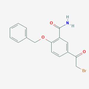 molecular formula C16H14BrNO3 B050024 5-(溴乙酰)-2-(苯甲氧基)苯甲酰胺 CAS No. 72370-19-5