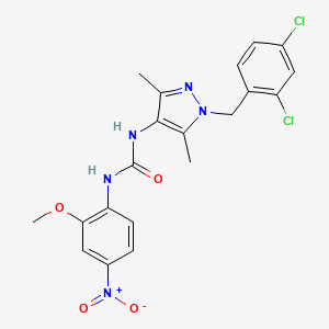 molecular formula C20H19Cl2N5O4 B5002441 N-[1-(2,4-dichlorobenzyl)-3,5-dimethyl-1H-pyrazol-4-yl]-N'-(2-methoxy-4-nitrophenyl)urea 