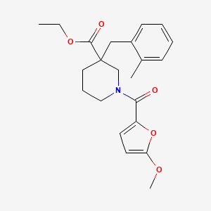 molecular formula C22H27NO5 B5002443 ethyl 1-(5-methoxy-2-furoyl)-3-(2-methylbenzyl)-3-piperidinecarboxylate 