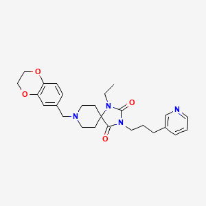 molecular formula C26H32N4O4 B5002531 8-(2,3-dihydro-1,4-benzodioxin-6-ylmethyl)-1-ethyl-3-[3-(3-pyridinyl)propyl]-1,3,8-triazaspiro[4.5]decane-2,4-dione 