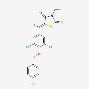 molecular formula C19H14Cl3NO2S2 B5002597 5-{3,5-dichloro-4-[(4-chlorobenzyl)oxy]benzylidene}-3-ethyl-2-thioxo-1,3-thiazolidin-4-one 