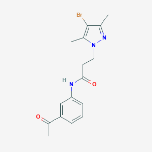 molecular formula C16H18BrN3O2 B500262 N-(3-acetylphenyl)-3-(4-bromo-3,5-dimethyl-1H-pyrazol-1-yl)propanamide CAS No. 890598-81-9