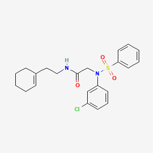 molecular formula C22H25ClN2O3S B5002671 N~2~-(3-chlorophenyl)-N~1~-[2-(1-cyclohexen-1-yl)ethyl]-N~2~-(phenylsulfonyl)glycinamide 