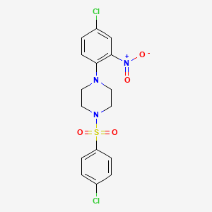 molecular formula C16H15Cl2N3O4S B5002677 1-(4-CHLORO-2-NITROPHENYL)-4-(4-CHLOROBENZENESULFONYL)PIPERAZINE 