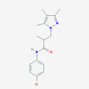 molecular formula C16H20BrN3O B500273 N-(4-bromophenyl)-2-methyl-3-(3,4,5-trimethyl-1H-pyrazol-1-yl)propanamide CAS No. 957506-95-5