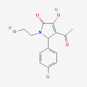 molecular formula C14H14BrNO4 B5002752 4-acetyl-5-(4-bromophenyl)-3-hydroxy-1-(2-hydroxyethyl)-1,5-dihydro-2H-pyrrol-2-one 