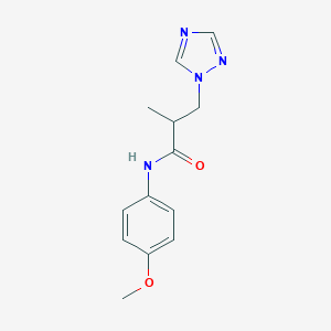 molecular formula C13H16N4O2 B500281 N-(4-methoxyphenyl)-2-methyl-3-(1H-1,2,4-triazol-1-yl)propanamide CAS No. 941904-60-5