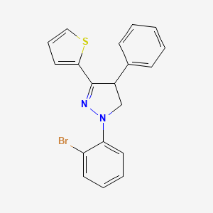 molecular formula C19H15BrN2S B5002825 2-(2-Bromophenyl)-4-phenyl-5-thiophen-2-yl-3,4-dihydropyrazole 